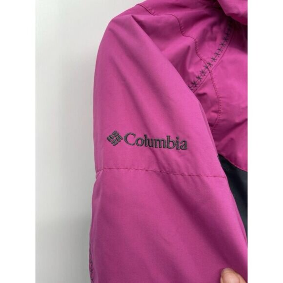 Columbia‎ Woman's Ski Parka Jacket M Double Layer Omni Tech Hooded Pink Gray - Picture 8 of 8